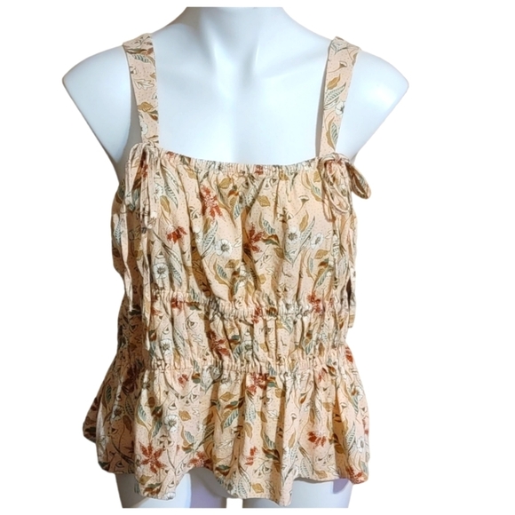 Universal Thread Floral Peplum Tank top Blush Size L - Picture 3 of 11